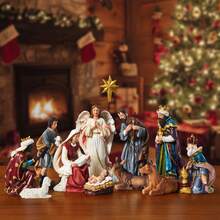 Nativity Sets For Christmas Indoor Nativity Scene Set Resin Figurine Christmas Ornament Religious Table Holidays Decor Gifts 13 Pieces 7.9 Inch - White - View 8