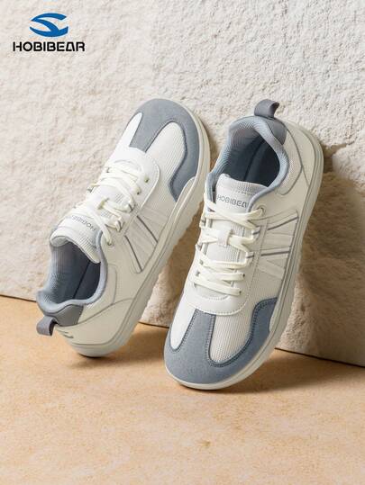 HOBIBEAR 女士休闲运动鞋，时尚百搭透气网面舒适跑步鞋，轻便日常穿着，米色，适合工作通勤和户外活动。