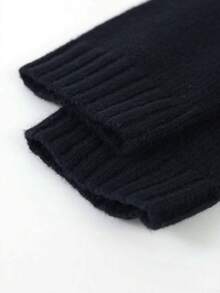 1pc Teen Girls Casual Loose Solid Color Turtleneck Pullover Sweater, Thick Knit, Versatile Layering Piece, Suitable For Spring, Autumn, Winter - Black - View 5