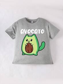 Girls Young Girl Cute Print Casual Round Neck Pullover T-Shirt Top, Summer