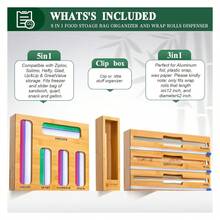 Calmbee 9 IN 1 Storage Bag Organizer For Kitchen Drawer, Bamboo Foil And Plastic Wrap With Cutter, Organizers Compatible Gallon, Quart, Sandwich Snack Size - Nhiều màu - Xem 2
