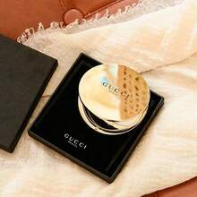 Gucci Golden Makeup Mirror, Portable, Foldable, Pocket Mirror, Two-Sided Mirror, High-End Exquisite Style, Elegant, Suitable For Daily Use, Touch-Ups, Work, School, Travel, Shopping