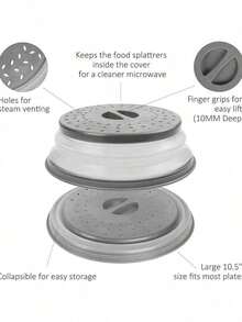 1pc Silicone Microwave Splatter Cover, Ventilated Foldable Splash Guard & Fruit Strainer Lid, Dishwasher Multi-Functional Kitchen Tool - Multicolor - View 7