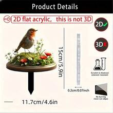 1pc, Robin Decorative - Acrylic Outdoor Art, Suitable For Outdoor Planters, Lawn And Patio Decoration, Flowers, Holidays, Garden Themed Yard Decoration, Outdoor Decorative Plaque, Flat Ground , Sun Catcher Sign