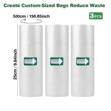 Set Of 3pcs Vacuum Sealing Rolls (500cm Each) - Textured Bags For Food To Ensure Maximum Freshness, Reusable, Free From Bpa And For Use In Microwave And Freezer, Perfect For Meats, Vegetables, And Fruits, Lock In Freshness, And Save Space! - White - View 15