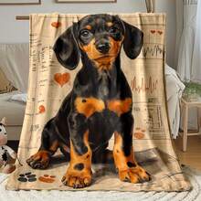 Super Soft Cute Dachshund Prints Flannel Printed 3D Blanket, As Birthday Gifts, Family, Wedding, Souvenir Blankets, Polyester Blankets Suitable For All Seasons, Washable, Machine Washable, Lightweight, Breathable, Comfortable, Warm, Unique, 280gsm For Him, Her Personalized Ideal Gifts For Her, Him, Family, Boyfriend, Girlfriend, Father, Family, Mother, Lover, Daughter, Son, Grandfather, Grandmother, Friend, Classmate, Pet.   Perfect Nap, Camping, Travel, Home, Daily Life, Office Decoration, Birthday, Anniversary, Valentine's Day, Thanksgiving, Christmas, Halloween, Mother's Day, Father's Day, Wedding, New Year Gifts ,Sofa,Bed,Car,Bedroom,Living Room,Office,  Outdoor Camping, Beach,Wall Decoration - Nhiều màu 30 - Xem 4