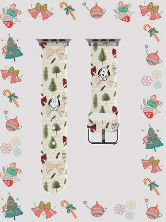 1 件圣诞树图案柔软弹性透气舒适替换表带适用于三星、Garmin、Honor 智能手表，38 毫米 40 毫米 41 毫米 45 毫米 44 毫米 42 毫米 49 毫米，时尚休闲多色硅胶表带