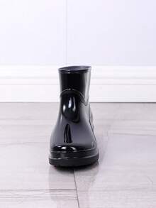 Women's Solid Color Casual Rain Boots, Outdoor Waterproof Shoes, Garden Shoes, Kitchen Shoes, Black Low-Cut Short Boots