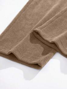 Plus Size Corduroy Straight Leg Pants, Men's Casual Street Style Minimalist Versatile Sweatpants For Spring Autumn - Khaki - View 6