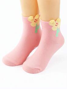 3 双四季适用袜子；防滑家居袜；3D 花卉图案女童袜，可爱甜美防滑幼儿袜；热销 - 彩色 - 查看 4