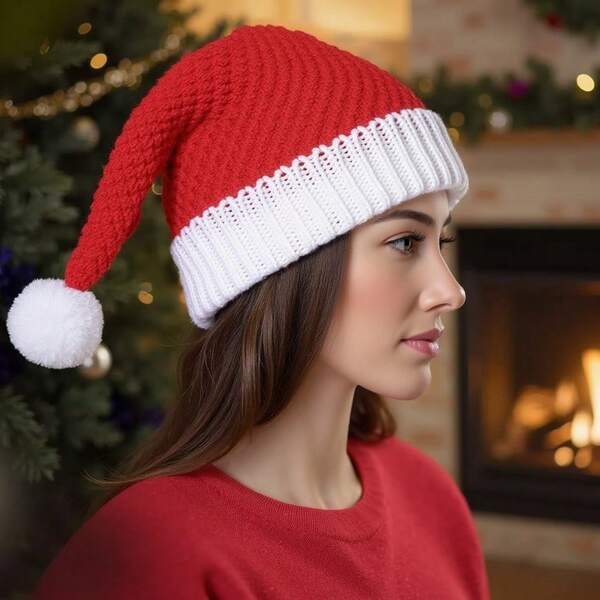 قبعة محبوكة مناسبة للاستخدام اليومي وديكور حفلات الأعياد، قبعة دافئة للبالغين للاحتفالات والأعياد في فصلي الخريف والشتاء