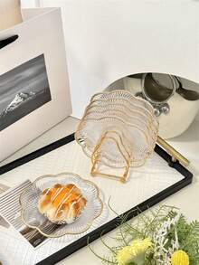 1/2/4/6pcs Food Trays, For Holding Desserts, Cakes - Transparent Lace Plate 15cm - View 10