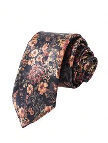 1 pieza Corbata elegante de hombre con estampado floral multicolor, casual, sencilla, de alta gama, adecuada para atuendo de negocios, bodas, fiestas y traje de novio, uso diario