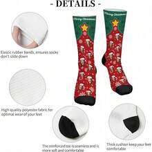 1PC Customized Face Creative Socks - Custom Photo Artistic Socks, Personalized Quirky Socks, Custom - Patterned Uncommon Socks, Photo - Look Amusing Socks, A Delightful Gift For Valentine's Day, Birthdays, Christmas, And Unforgettable Anniversaries - Black - View 4