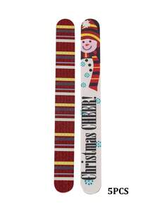 5/30pcs Christmas Nail File Red Nail Art Tool Christmas Tree, Santa Claus, Snowflake Style - Multicolor - View 16