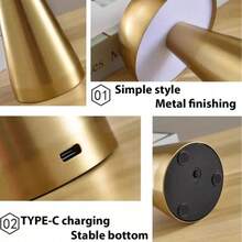 مصباح فطر بتصميم LED حديث قابل للشحن بلمسة، ثلاثي الألوان، مع بطارية ليثيوم بوليمر قابلة للشحن، مناسب لغرفة المعيشة والنوم والمطبخ والبار، مثالي لأجواء عيد الميلاد وعيد الهالوين - مصباح مكتبي قابل لإعادة الشحن - مشاهدة 4