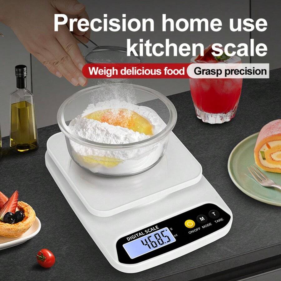 SOKANY 1kg/1g Compact Kitchen Scale, White, Precise Cooking Measurement, Convenient Kitchen Tool (Batteries Not Included) - White - View 1