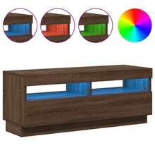 vidaXL TV-Schrank mit LED-Leuchten Braun Eichen-Optik 100x35x40 cm - Gelb - Übersicht 5