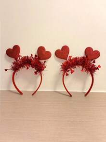 1pcs Valentine's Day Headband, Heart-Shaped Hair Hoop, Wedding Atmosphere Decor, Valentine's Party Supplies, Bridal/Bridesmaid Headpiece - Đỏ - Xem 3