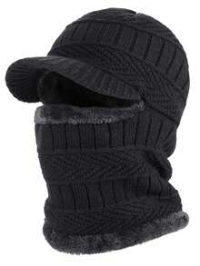 Passamontagna invernale lavorato a maglia, berretto caldo per ciclismo e sci, maschera antivento, cappuccio lavorato a maglia, passamontagna termico in pile pesante, outfit autunnale