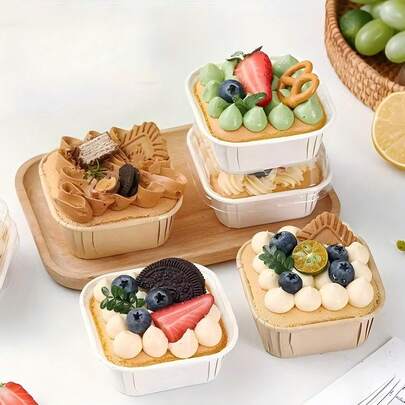 50/100 Mini Cajas para Pan y Pastel - Moldes de Papel Redondos/Cuadrados Antiadherentes, Aptos para Magdalenas, Cupcakes y Hornear Pan, Ideales para Diversos Usos como Hornear, Cupcakes y Magdalenas - Antiadherentes, Fáciles de Limpiar, Reutilizables y Duraderos Moldes de Papel Kraft para Pan, Aptos para Cocinas Comerciales, Panaderías, Fiestas, Bodas, Fiestas de Cumpleaños, Accesorios de Hornear, Bandejas de Postre para Bodas, Suministros de Hornear para Fiestas