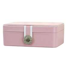 Alhajero organizador multiusos. Caja de almacenamiento de joyería y Relojes de gran capacidad, ideal para regalo de ocasión. - Rosa - Ver 5