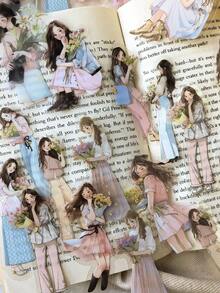 30pcs/Pack Floral Girl Decorative Stickers For Scrapbooking, Diary, Planner Scrapbook Supplies Stationery - one-size - View 9