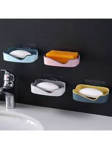 2 pezzi Portasapone da viaggio portatile montato a parete in plastica con drenaggio, per forniture da bagno e articoli da viaggio essenziali, accessori per la casa, gadget per il bagno, accessori per il bagno disponibili in quattro colori - Multicolore - Visualizzare 2