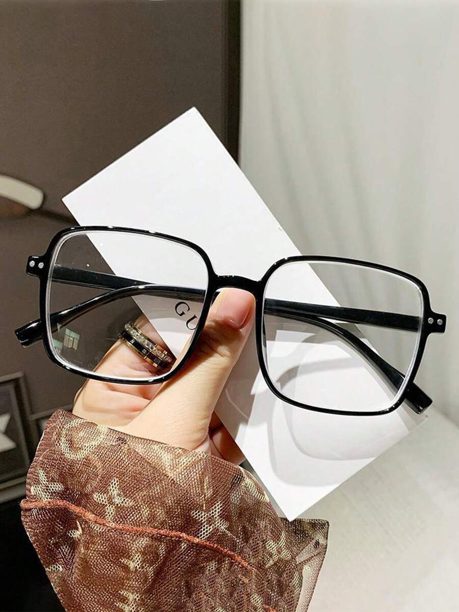 نظارة إطار كبير مربع بدون وصفة طبية، إطار نظارات كاجوال رجعية للنساء، مناسبة للحفلات والعمل والمدرسة والاستخدام اليومي، نظارات بسيطة قطعة واحدة
