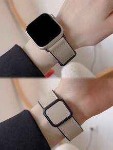 1 件复古方形扣皮革磁性表带，适用于 38/40/41/42/44/45/46/49mm Ultra/Ultra2/SE/SE2/11/10/9/8/7/6/5/4/3/2/1