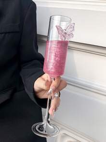 Victorian Style Pink Butterfly Crystal Embossed Champagne Flute. Ideal For Weddings, Parties, Family Gatherings And Gifts. - Multicolor - View 13