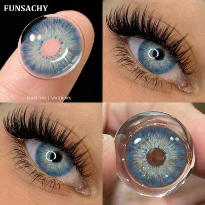 FUNSACHY 灰色 METATRON 系列隐形眼镜 14.2 毫米直径彩色镜片 2 片装一年使用 绿色/棕色隐形眼镜