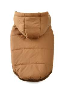 秋冬加厚狗狗连帽外套，防风，纽扣设计，牵引绳环，适合中小型犬 - 彩色 - 查看 14