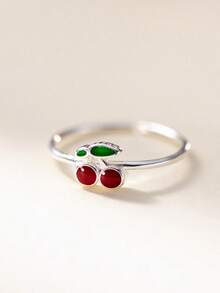 BALMORA 1 pezzo Delicato anello in argento sterling S925 a forma di ciliegia, stile dolce per ragazze/donne/fidanzate/madri, regalo retrò per feste, appuntamenti, uso quotidiano, compleanno