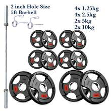 Shark Power Gear Tri Grip Weight Plates (Pair & Sets) – Compatible With 2 Inch Barbell (4ft / 5ft / 6ft / 7ft) – Full Home Gym Strength Kit - A - Ver 71