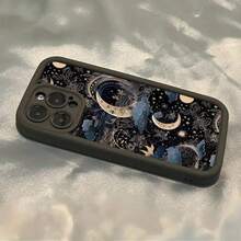 [Teléfono] Diseño de escalera de ojos con ranura y luna Funda para phone 16, 16 Plus, 16 Pro, 15, 15 Plus, 15 Pro, 14, 14 Plus, 14 Pro, 13, 13 Pro, 12, 12 Pro, 11, 11 Pro, 11 Pro Sh - Negro - Ver 5