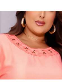 Women's Plus Size Embroidered Party Shirt Blouse - Rosa Pálido - Ver 3
