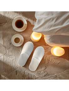 Disposable Hotel Slippers Spa Slippers, Unisex Flip Flops, Comfortable Closed Toe, White, For Hotel Guests, Bathroom Accessories, No Power Required