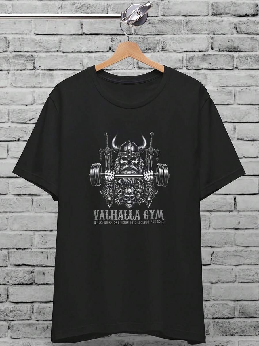 Vikings Valhalla Gym Multicolor Uni T-Shirt For & Wo, Viking Shirt, Gym Workout Shirt, Fitness Bodybuilding Top, Norse Mythology Gift - 風格28 - 查看 1