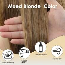 Party Wig-Short Blonde Wigs White Women Straight Wig With Cute Bangs Chin Length Wig Daily,Party Use - 金髮女郎 - 查看 11