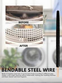1/2pc Flexible Dryer Lint Brush, Dryer Vent Cleaning Brush– 29.9 Inch Long Brush With 25.6 Inch Dense Nylon Bristles. Ideal For Dryer Vent, Delivers Effortless Deep Cleaning Power To Remove Dirt Effectively. Durable Design Ensures Easy Maneuvering - Black - View 6