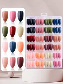 288 Pieces (12 Mixed) Long Acorn Design Glossy Acrylic Pressed Nails Set, Complete Set Of Fake Nails, Suitable For Girls And Women For Office And Daily Life Wearing