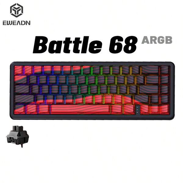 EWEADN Battle68 Wired Esports Magnetic Axis Keyboard, 68 Keys, Gaming & Office Mechanical Keyboard, Hot-Swappable, RGB, Black/Red