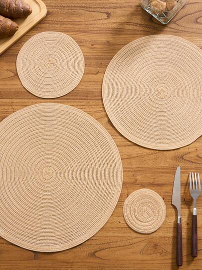 1/4/6/12 piezas Manteles individuales de estilo bohemio tejidos, manteles de mesa de comedor redondos de unicolor para cocina, tazones, tazas, adecuados para vacaciones, fiestas, cumpleaños, vintage, campo, comidas al aire libre, decoración del hogar, todas las estaciones