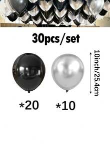 551pcs Silver & Black Birthday Decoration Set | 500 Nonwoven Fabric Petals, Happy Birthday Banner Letters + Love & Heart Foil Balloons | Thick Latex Balloons, Dark Aesthetic Party Background, Suitable For Romantic Bedroom Decor, Midnight Surprise Birthday Party Decor, Influencer Photo Backdrop - Multicolor - View 10