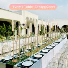 Vincidern 10PCS 3 Arm Gold Candelabra With Acrylic Lampshade ,Taper Candle Holder Centerpieces For Table, 33.8in Tall Metal Candlestick Holder For Dining, Wedding Decor, Mother's Day Party Candelabra - 金色 - 查看 4