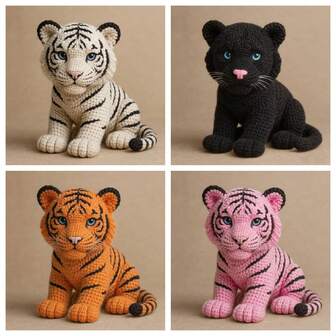 1 Set - Fierce Yet Adorable Little Tiger DIY Craft Kit (White/Orange/Pink/Black), Includes Knitted Materials And Step-By-Step English Instruction Manual. Suitable As Decoration/Ornament - Perfect Creative Gift For Birthday, Valentine's Day, Halloween, Christmas, Easter, Mother's Day, Father's Day Or Friends And Family, Holiday Gift, Knitting Design, Crochet Art, Detailed Instructions, Handcraft Materials, Gift Maker