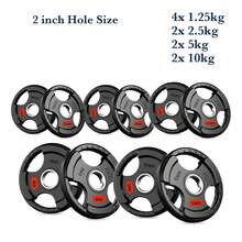 Shark Power Gear Tri Grip Weight Plates (Pair & Sets) – Compatible With 2 Inch Barbell (4ft / 5ft / 6ft / 7ft) – Full Home Gym Strength Kit - A - Ver 9