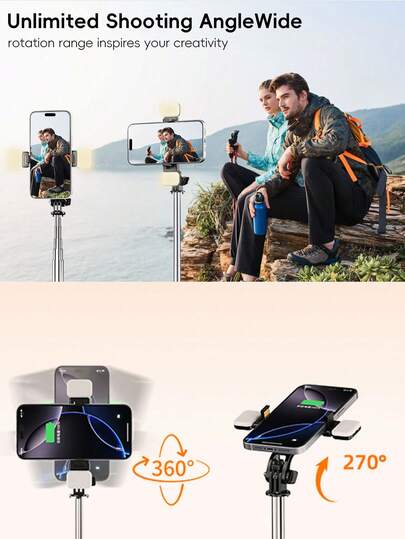 1.8m Wireless Bluetooth Selfie Stick Tripod With Adjustable LED Fill Light, Multi-Function Remote Control, 360° Rotatable Phone Holder, Professional Extendable Handheld Stand For Vlog Video Recording Party Photography Indoor Live Streaming, Portable Universal Smartphone Mount Stand