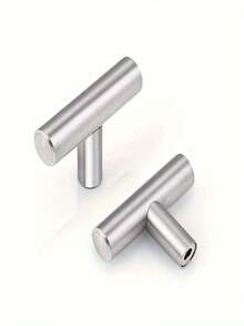 1/2/5/10pcs Single Hole T-Pull Handle, Stainless Steel Brushed Nickel Kitchen Drawer Pulls, Cabinets, Drawers, And Wardrobe - Silver - View 8